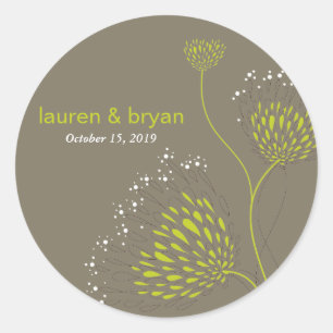 Chrysanthemum Flowers Floral Elegant Wedding Party Classic Round Sticker