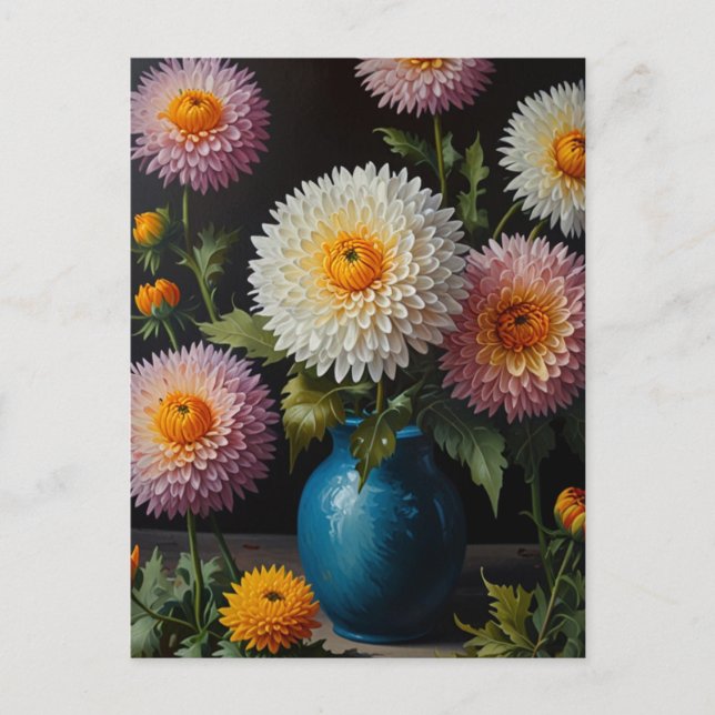 Chrysanthemum flowers postcard (Front)
