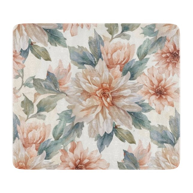 Chrysanthemum Flowers Watercolor Botanical Pattern Cutting Board (Front)