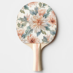 Chrysanthemum Flowers Watercolor Botanical Pattern Ping Pong Paddle