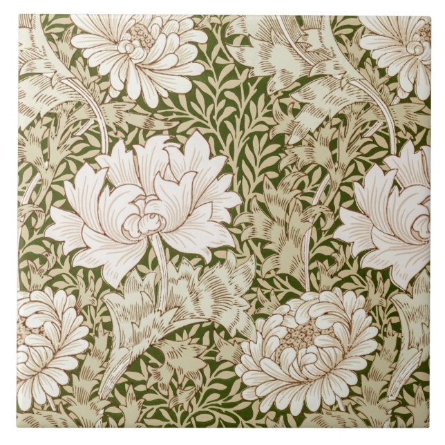 Chrysanthemum Gold, William Morris Ceramic Tile (Front)