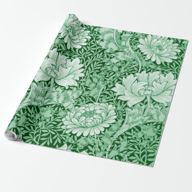 Chrysanthemum Green, William Morris Wrapping Paper (Unrolled)