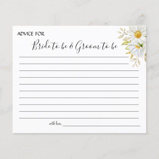 Chrysanthemum greenery Wedding Advice card shower (Front)