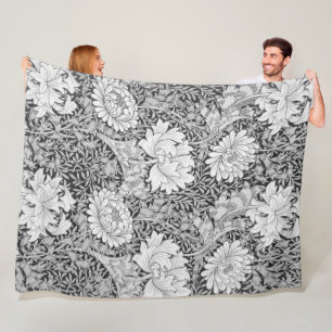Chrysanthemum Grey, William Morris Fleece Blanket