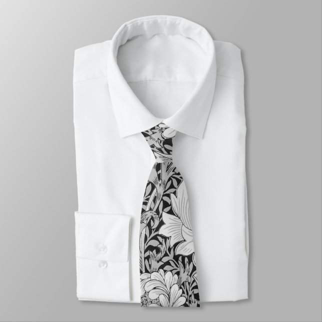 Chrysanthemum Grey, William Morris Tie (Tied)