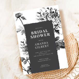 Chrysanthemum Ink Art Bridal Shower Invitation