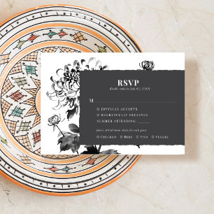 Chrysanthemum Ink Art RSVP Response Card