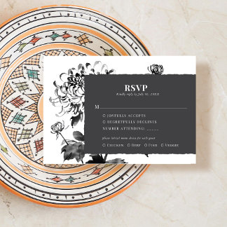 Chrysanthemum Ink Art RSVP Response Card