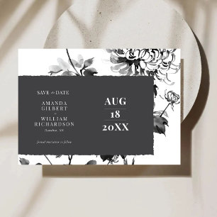 Chrysanthemum Ink Art Save The Date Card