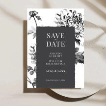 Chrysanthemum Ink Art Save The Date Card