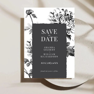 Chrysanthemum Ink Art Save The Date Card