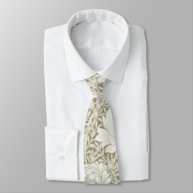 Chrysanthemum Ivory, William Morris Tie (Tied)