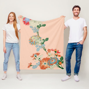 Chrysanthemum, Japanese Design Fleece Blanket