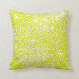 Chrysanthemum Lime Green Pillow