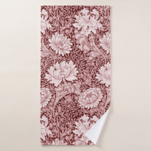 Chrysanthemum Maroon, William Morris Bath Towel