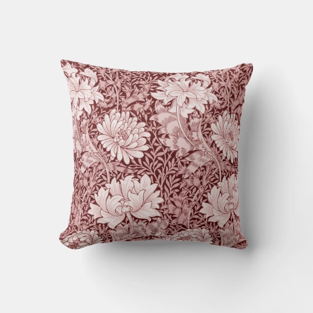 Chrysanthemum Maroon, William Morris Cushion (Front)
