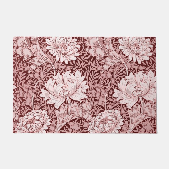 Chrysanthemum Maroon, William Morris Doormat (Front)