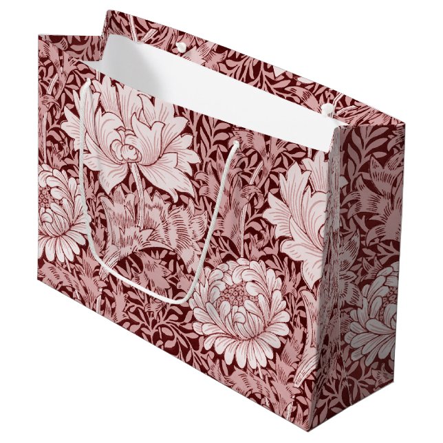 Chrysanthemum Maroon, William Morris Large Gift Ba Bag (Front Angled)