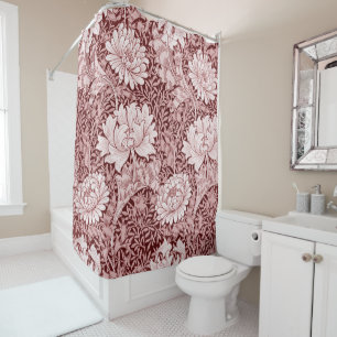 Chrysanthemum Maroon, William Morris Shower Curtain