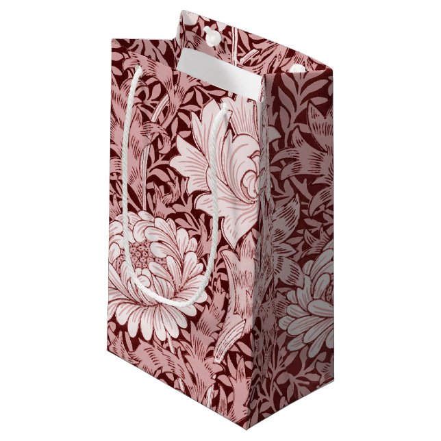 Chrysanthemum Maroon, William Morris Small Gift Bag (Front Angled)
