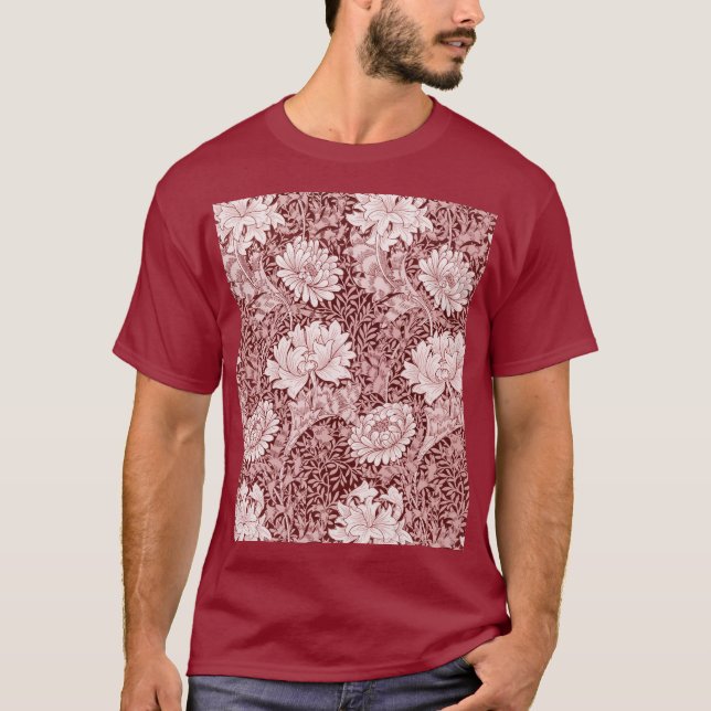Chrysanthemum Maroon, William Morris T-Shirt (Front)