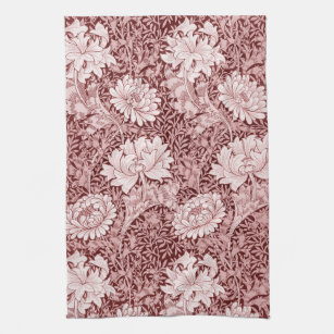 Chrysanthemum Flour Sack Towel - Floral Tea Towels - Pink