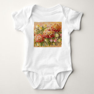 Chrysanthemum Meadow: Acrylic Hand Painting. Baby Bodysuit