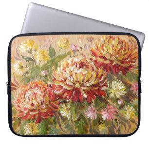 Chrysanthemum Meadow: Acrylic Hand Painting. Laptop Sleeve