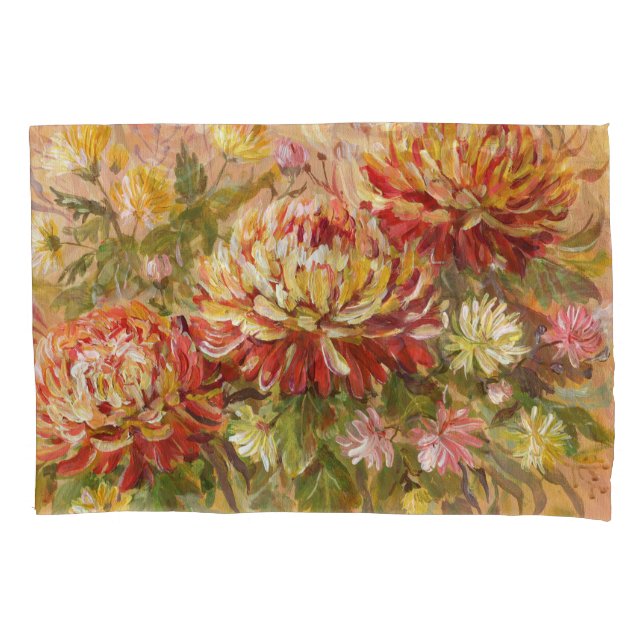 Chrysanthemum Meadow: Acrylic Hand Painting. Pillowcase (Front)