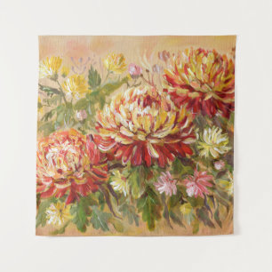 Chrysanthemum Meadow: Acrylic Hand Painting. Tapestry