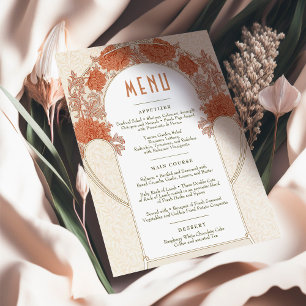Chrysanthemum Menu Wedding Vintage Art Nouveau Invitation