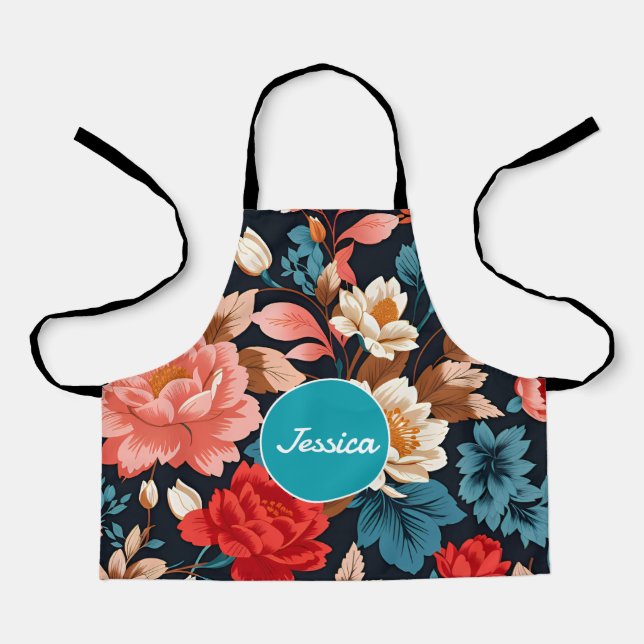 Chrysanthemum Mosaic Colourful Personalised Patter Apron (Front)