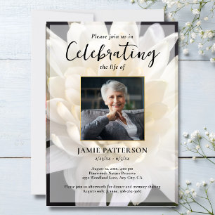 Chrysanthemum Mum Floral Celebration of Life Photo Invitation