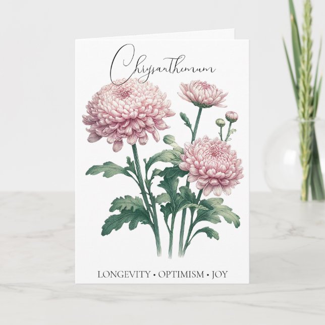 Chrysanthemum November Birth Flower Birthday Card (Front)