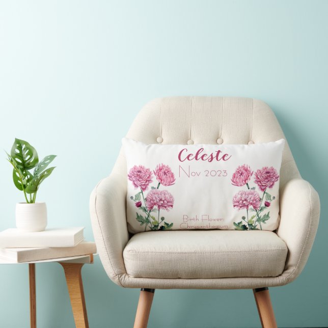Chrysanthemum November Birth Flower  Lumbar Cushion (Chair)