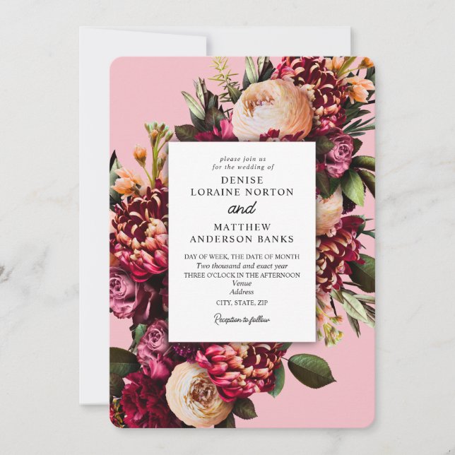 Chrysanthemum on Almond Blossom Invitation (Front)