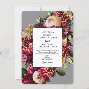 Chrysanthemum on Chiseled Stone Invitation