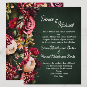 Chrysanthemum on Emerald Wedding Invitation