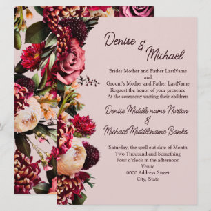Chrysanthemum on Mauve Chalk Invitation