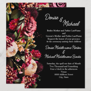 Chrysanthemum on Snow white Invitation