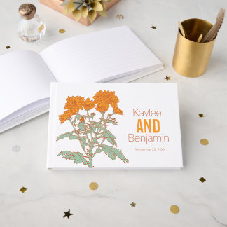 Chrysanthemum orange fall flower wedding guest book