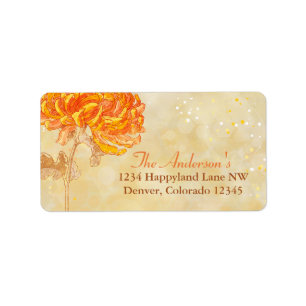 Chrysanthemum Orange Wedding Return Address Label