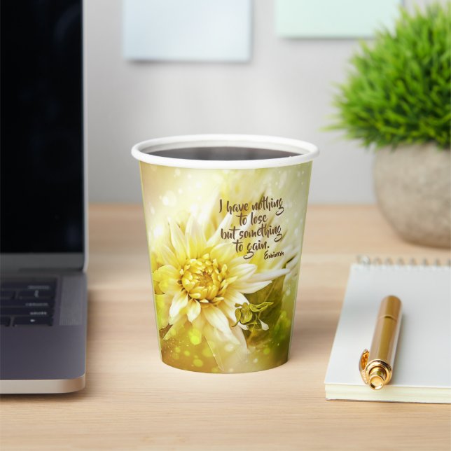 Chrysanthemum Party Cup with Quote (Insitu)