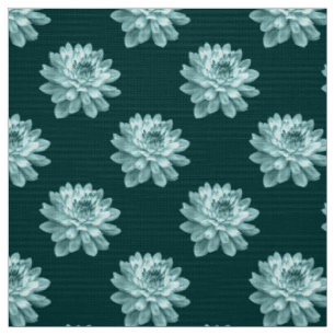 Chrysanthemum Pattern - Dark Green Fabric