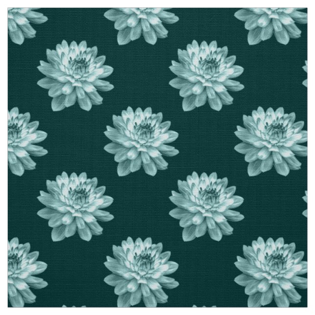 Chrysanthemum Pattern - Dark Green Fabric (Swatch)
