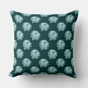 Chrysanthemum Pattern - Dark Green Throw Pillow