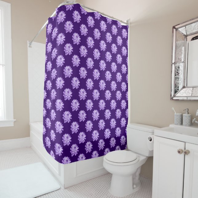 Chrysanthemum Pattern - Deep Purple Shower Curtain (In Situ)
