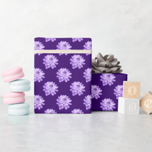 Chrysanthemum Pattern - Deep Purple Wrapping Paper