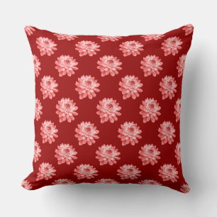 Chrysanthemum Pattern - Ruby Red Cushion
