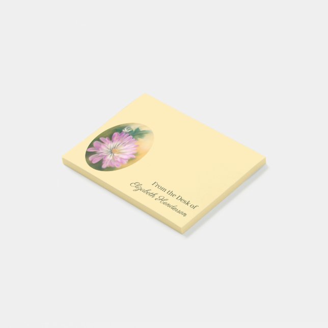 Chrysanthemum Pink and Cream Pastel Floral Post-it Notes (Angled)